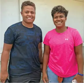  ?? Photo: Shratika Naidu ?? Rooster Chicken Fijiana Drua forwards Vika Matarugu (left) and Jiowana Sauto in Labasa town, on May 16, 2022.