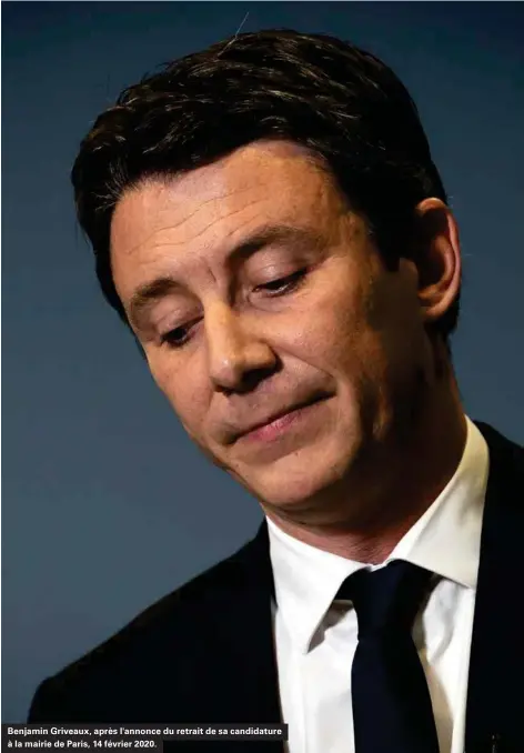  ??  ?? Benjamin Griveaux, après l'annonce du retrait de sa candidatur­e à la mairie de Paris, 14 février 2020.