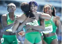  ??  ?? Nigeria’s female foreign-based athletes celebrate victory during the 2016 Rio Olympic Games