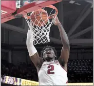  ?? NWA Democrat-Gazette/J.T. WAMPLER ?? Arkansas senior forward Adrio Bailey had 8 points, 9 rebounds, 3 assists and 3 steals in Tuesday’s victory over Rice. He also had a humorous moment when he checked into the game without Coach Eric Musselman’s approval.