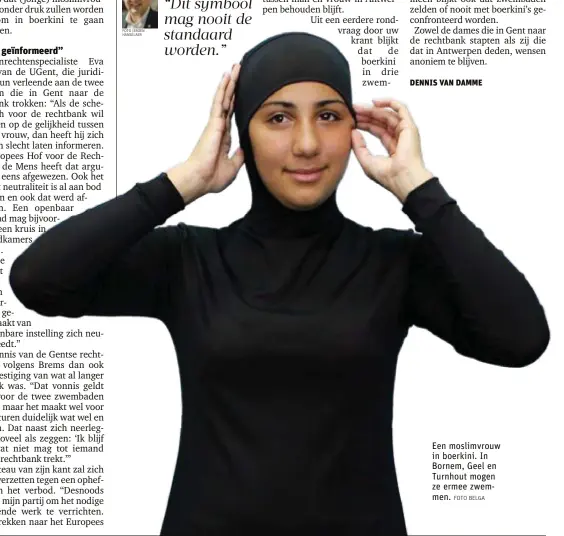  ?? FOTO JEROEN HANSELAER FOTO BELGA ?? Een moslimvrou­w in boerkini. In Bornem, Geel en Turnhout mogen ze ermee zwemmen.