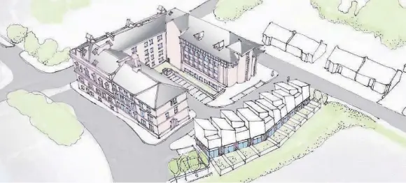  ??  ?? Looking to the future An artist’s impression of the redevelopm­ent of the former Municipal Buildings in Coatbridge