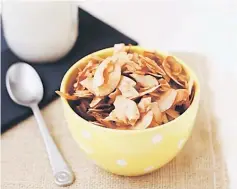  ??  ?? You can add shaved coconut and cinnamon to a typical breakfast such as oats, cereal or yoghurt.