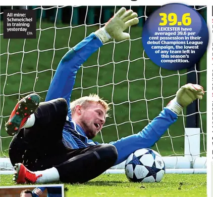  ?? EPA ?? All mine: Schmeichel in training yesterday