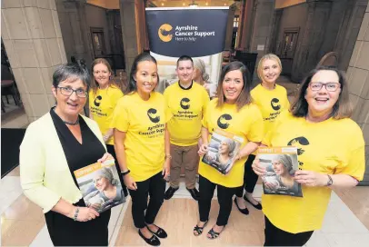  ??  ?? Mellow yellow Pictured from left are Eileen Howat, South Ayrshire chief executive, Tracy Ferguson, Rebecca Pye, Thomas Doran, Lorna Morris, Jenna Robertson and Rowan Main, Supporter Engagement, ACS.