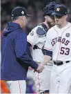  ?? TOM PENNINGTON/GETTY IMAGES ?? It was another rough outing for Astros closer Ken Giles Saturday as he gave up three runs in the ninth inning of L.A.’s 6-2 victory.