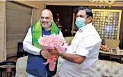  ??  ?? Amit Shah and Palaniswam­i during the seat-sharing talks at a private hotel in Chennai on Sunday