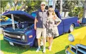  ?? COURTESY TIM AND ANN CLARET ?? Tim and Ann Claret with their 1970 Chevy C-10 pickup, which will be on display Sunday in Ramona.