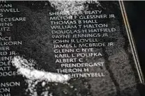  ?? ?? The first seven-ton panel with 450 names was placed at the Korean War Memorial. Ninety-nine more panels will be placed during the coming months to honor those who died in that war.