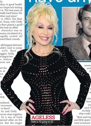  ??  ?? Dolly is 72 going on 22