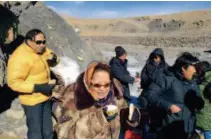  ??  ?? Tsering Yangdzom (second left) on a research trip to Shuanghu County in Nagqu, Tibet. courtesy of Tsering Yangdzom