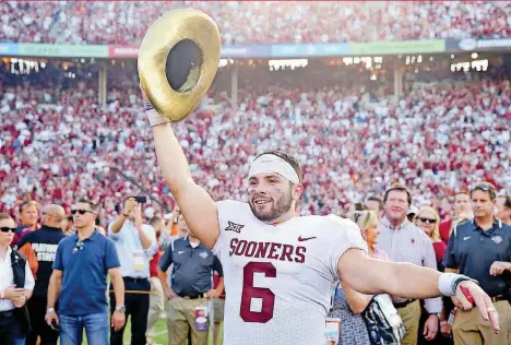  ?? [AP PHOTO] ?? OU quarterbac­k Baker Mayfield will play his final game at Owen Field on Saturday.