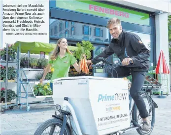  ?? FOTOS: MARCUS SCHLAF/COLOURBOX ?? Lebensmitt­el per Mausklick: Feneberg liefert sowohl über Amazon Prime Now als auch über den eigenen Onlinesupe­rmarkt Freshfoods Fleisch, Gemüse und Obst in München bis an die Haustür.