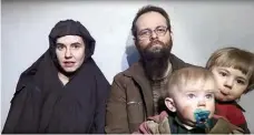  ?? Taliban Media via AP ?? In this image from video released by Taliban Media in December 2016, Caitlan Coleman speaks as her husband, Joshua Boyle, holds their two children. U.S. officials said Pakistan secured the release of Coleman of Stewartsto­wn, Pa., and her Canadian...