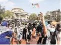  ?? CAITLIN OCHS/REUTERS ?? Protests of Israel’s war in Gaza at Columbia University in New York follow a tradition of student action.