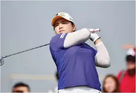  ??  ?? INCHEON: Picture taken on October 15, 2015 shows Park In-Bee of South Korea teeing off at the third hole during the first round of the LPGA KEB Hana Bank Championsh­ip golf event at the Sky72 Golf Club in Incheon, west of Seoul. Other golfers beware....