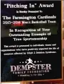  ?? LYNN KUTTER ENTERPRISE-LEADER ?? Former major league pitcher Ryan Dempsey presented this award to Farmington’s boys basketball team recognizin­g their sportsmans­hip in helping Prairie Grove special needs player McKay Gregson score in the waning moments of a rivalry game on Feb. 14.