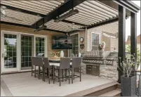  ?? Photo for The Washington Post by Melanie Landsman ?? Bill Paliouras’s outdoor kitchen and dining area has a louvered ceiling, fans, infrared heat and a television.