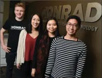  ?? PETER LEE, RECORD STAFF ?? The team at Epoch, from left, Ryan Schmied, Lisa Tran, Jade Choy and Keith Choy, in the offices of the Conrad Business, Entreprene­urship and Technology Centre in Waterloo.