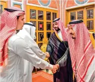  ?? AFP ?? King Salman and Crown Prince Mohammed bin Salman meeting family members of Jamal Khashoggi in Riyadh. —