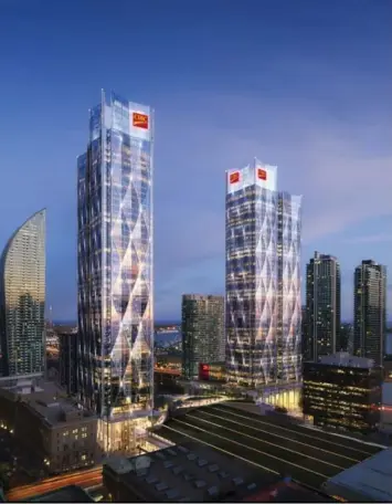  ??  ?? A rendering of the CIBC headquarte­rs at Bay Park Centre, adjacent to Union Station and the Air Canada Centre.