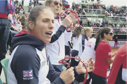  ??  ?? 2 Great Britain’s Johanna Konta, watching the final stages of the Fed Cup tie with Romania yesterday, admits that, during her match against Simona Halep, she was affected by the abuse she had received on Saturday.