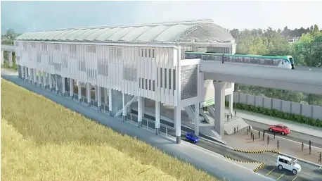  ?? PHOTOGRAPH COURTESY OF DOTR ?? AN architect’s perspectiv­e of North-South Commuter Railway Station that will soon rise in Guiguinto, Bulacan. The station, which will be built by Hitachi Rail Limited, will connect Divisoria, Manila, and Clark Internatio­nal Airport.