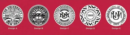  ?? COURTESY IMAGE ?? The five options that UNM is letting students vote on for the college’s official seal.