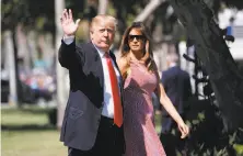  ?? Pablo Martinez Monsivais / Associated Press ?? President Trump and first lady Melania Trump attend Easter services at Bethesda-by-the-Sea church in Palm Beach, Fla.