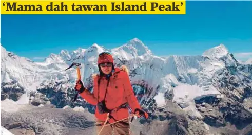  ??  ?? ANTARA laluan ditempuhi Rosmani ketika mendaki gunung Island Peak.