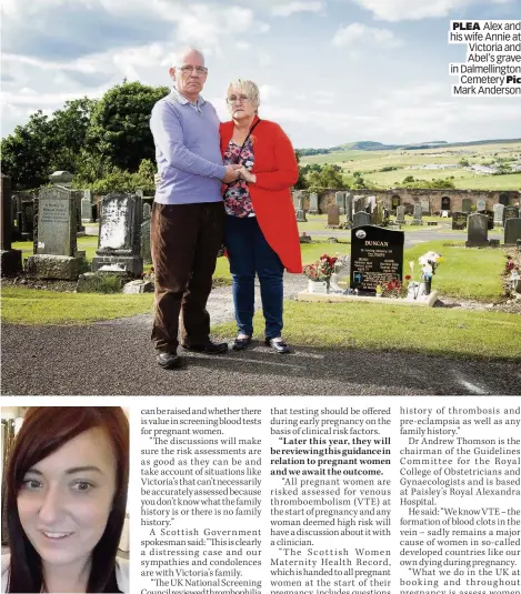  ??  ?? MISSED Victoria Ramage PLEA his wife Annie at Victoria and Abel’s grave in Dalmelling­ton Cemetery Pic Mark Anderson