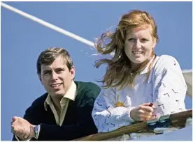  ??  ?? Above: The Duke and Duchess of York returning from honeymoon, 1986.
Right: Princess Margaret and Antony Armstrong-Jones, Lord Snowdon, arrive at Portsmouth in 1960.