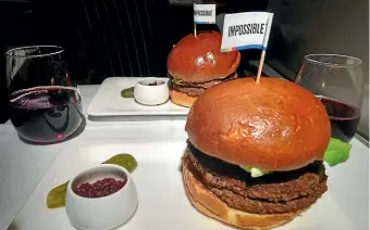  ?? SHARON STEPHENSON ?? The Impossible Burger, available on some Air New Zealand flights to Los Angeles, is being criticised for not promoting New Zealand meat.