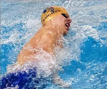  ?? Michael M. Santiago/Post-Gazette ?? Norwin’s Ethan Tulenko wins the 200-yard freestyle at the WPIAL Class 3A swimming championsh­ips Thursday at Trees Pool at Pitt. He also won the 50-yard freestyle.