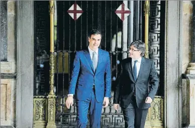  ?? ÀLEX GARCIA ?? El último contacto físico entre Sánchez y Puigdemont se produjo en marzo del 2016