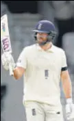  ?? AP ?? Dawid Malan celebrates after reaching fifty at Leeds.