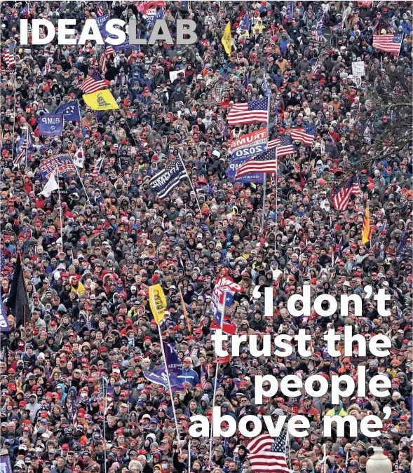  ?? GETTY IMAGES ?? Above, supporters of President Donald Trump fill the National Mall on Jan. 6.