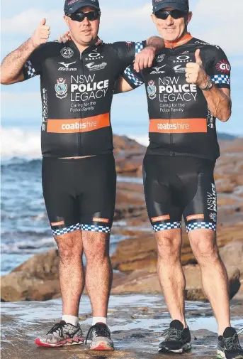  ??  ?? MATESHIP: Nathan Johnston and his pilot Glenn Gorick face a gruelling triathlon in Hawaii.