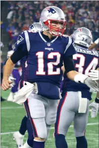  ?? File photo ?? Patriots quarterbac­k Tom Brady uses high-tech pajamas to help improve his sleep, which is crucal for high-level athletes.