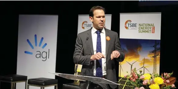  ?? PHOTO: CONTRIBUTE­D ?? FEDERAL TICK: Minister for Resources and Northern Australia Senator Matthew Canavan speaks at the National Energy Summit.