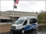  ?? NEWS-HERALD FILE ?? Laketran’s Dial-a-Ride vehicle, a Turtle Top VT3, at the agency’s headquarte­rs in Painesvill­e Township.