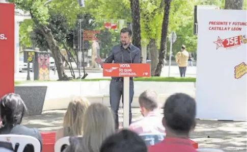  ?? // ICAL ?? Luis Tudanca, durante su intervenci­ón en el Encuentro Joven que el PSOE celebró en Zamora