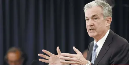  ?? AP FOTO ?? WHAT LIES AHEAD. US Federal Reserve Chairman Jerome Powell says they will remain “patient” about pursuing any rate hikes.