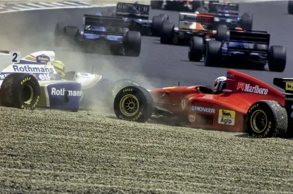 ??  ?? In the Pacific GP, at Aida, Senna retired after he was nudged into a spin by Mika Häkkinen at the first corner, and then hit by Nicola Larini’s Ferrari