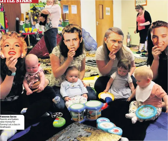  ??  ?? Famous faces Parents and babies raise money for Tommy’s at a class in Strathaven