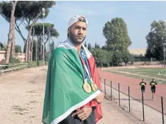  ?? ?? Lamont Marcell Jacobs with his medals in Rome.