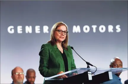  ?? Paul Sancya / Associated Press file photo ?? General Motors Chairman and CEO Mary Barra says the company’s revenue would rise from selling internal combustion vehicles, while at the same time revenue would be added from new electric vehicles.