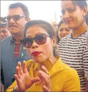  ?? HT PHOTO ?? Olympian boxer Mary Kom interactin­g with mediaperso­ns in Rohtak on Saturday.