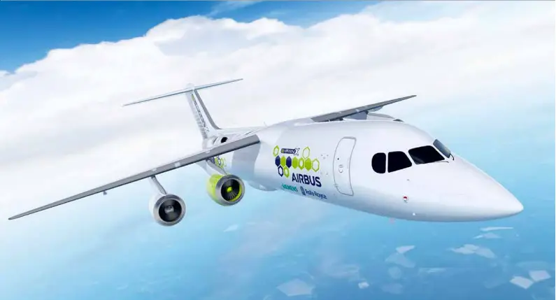  ?? [AIRBUS GROUP/CAPA/CYRIL ABAD] ?? Pour tester cet appareil muni d’un seul réacteur électrique sur quatre, les ingénieurs vont utiliser un avion de taille moyenne, un BAe 146, doté de 100 places.