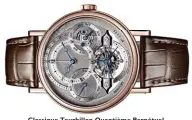  ??  ?? Classique Tourbillon Quantième Perpétuel watch in 18-karat rose gold and silvered 18-karat gold, Breguet